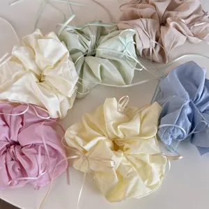 Chouchou de Cheveux de Style Ballet en Tissu de Printemps Avec Nœud Ruban Doux Mignon Attache Queue de Cheval Accessoires Cheveux pour Femmes