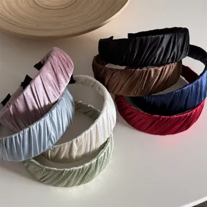 Simple Pleated Wide Headband Fabric Solid Color Hair Hoop Elegant Retro Fashion Hair Accessories For Women Daily Wear