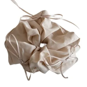 Grand chouchou de cheveux en tissu style ballet de printemps avec ruban nœud élégant et doux