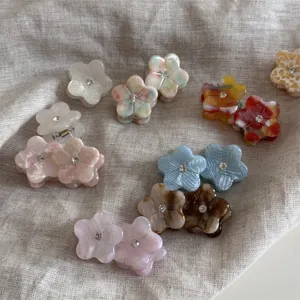 Trasparente estate gelatina colore strass mini piccolo fiore artiglio clip capelli accessori