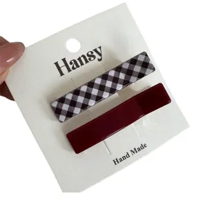 Koreaanse stijl vintage ruit en effen rode haarklem set schattige zijhaarspeld voor vrouwen meisjes