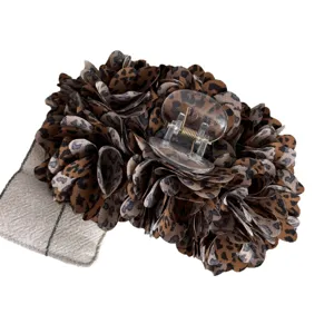 Leopard print stoff haarspange blume design große haaraccessoires für damen stilvoll