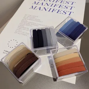 Set of 5 seamless towel hair ties in transparent boxes gradient color cute hair accessories