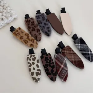 Pinces à cheveux en tissu imprimé léopard et écossais style coréen, pinces bec de canard douces.