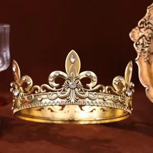 Detailed shot of the exquisite metal engravings and sparkling crystal rhinestones on the crown.