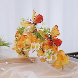 Exquisite details of the Baroque butterfly and floral crown headband for special photography.