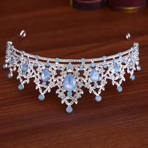 Exquisite silver rhinestone tiara crystal crown for prom party bridal hair accessories