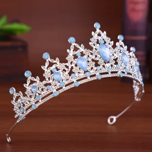 Silver rhinestone crown crystal tiara for women wedding party hair accessories detail view