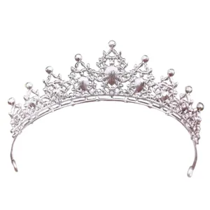Silver baroque crystal tiara bridal hair crown for wedding party prom queen hair accessories