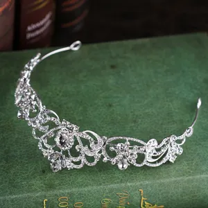 Exquisite silver rhinestone bridal tiara detail, elegant wedding hair accessory crown.