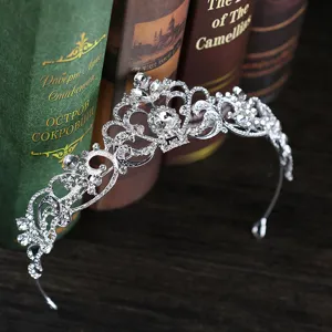 Silver rhinestone tiara bridal crown wedding crystal hair band elegant hair accessories for women