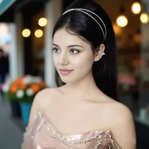 Elegant Alloy Rhinestone Cross Headband Delicate Double Layer Crystal Hairband Bridal Wedding Banquet Hair Accessories For Women