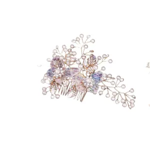 Peigne à cheveux papillon de mariée avec perles et strass pour accessoires de mariage