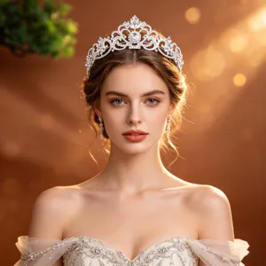 Rhinestone Bridal Tiara Crown Luxury Alloy Crystal Wedding Headpiece Gorgeous Rose Gold Silver Queen Tiara Hair Band For Bride Women