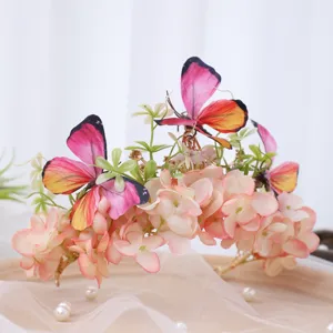 Exquisite butterfly floral crown headpiece detail, baroque luxury photography accessory.