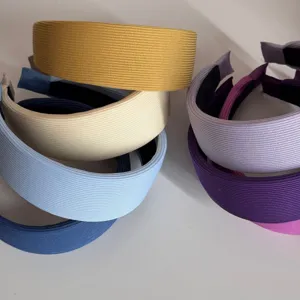 Bandeau en tissu côtelé large pour femmes, cerceau à cheveux rétro antidérapant quotidien.