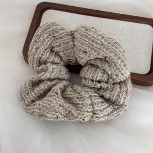 Knit hair scrunchie fleece plush hair ring chic French style winter hair accessory