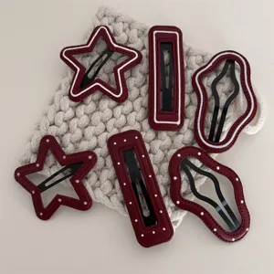 Rode PU Lederen Haarspelden Stip Ster Wolk Rechthoek Haarbarrettes Schattige Zoete Haarstyling Accessoires Voor Vrouwen