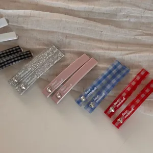 Barrettes à Cheveux pour Femmes Mignonnes Strass Cœur Accessoires de Coiffure Carreaux Couleurunie pour Quotidien