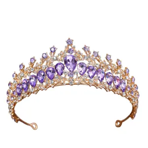 Meravigliosa tiara corona da sposa in cristallo per festa di nozze accessori oro