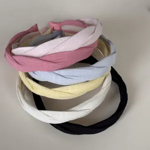 Dames Mode Twist Stof Haarband Effen Kleur Geplooide Haarring Dagelijkse Casual Haaraccessoires Voor Vrouwen Hoofdtooi