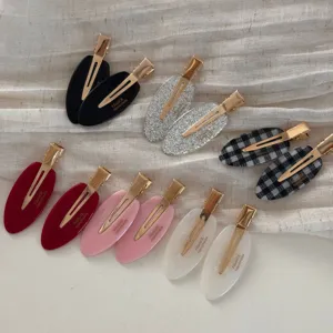 Minimalist Oval Resin Hair Clip Gold Metal Duckbill Barrettes Sweet Hair Styling Accessories for Women Girls Daily Hair Pins