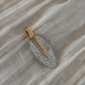 Korean Style Oval Gold Glitter Hair Clip Non-Slip Barrette Elegant Women Hair Accessories