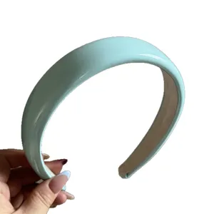 Korean macaron color patent leather headband solid sweet hair hoop for women daily wear