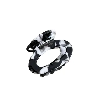 French vintage black white acetate hair claw clip small oval retro hair accessories for women