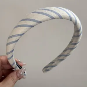 Blue and white striped fabric headband retro wide hair hoop stylish vintage hair accessory