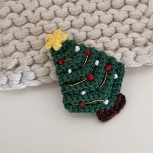 Handmade crochet Christmas tree hair clip cute knitted hair barrette for sweet girls kids