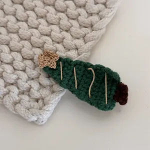 Handcrafted Christmas tree crochet hair clip cute knitted hairpin for kids girls hair accessories