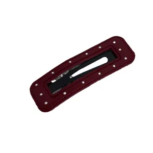 Bordeaux leren stippen haarspeld zoete coole stijl pony haarclip voor dames mode chic