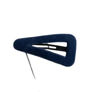 Dark blue velvet triangle hair clip simple side hair clip hairpin for women and girls.