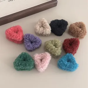 Colorful plush hair claw clips fuzzy mini hairpins cute winter hair accessories for women girls