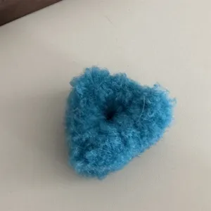 Blue fluffy hair claw clip cute plush hair accessory for women daily styling sweet aesthetic