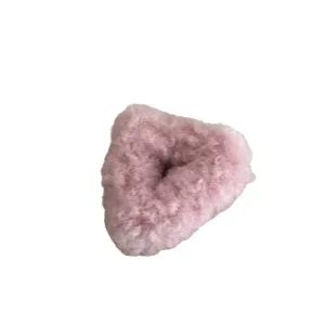 Cute pink plush hair claw clip for women and girls, fluffy faux fur mini hairpin for daily styling.