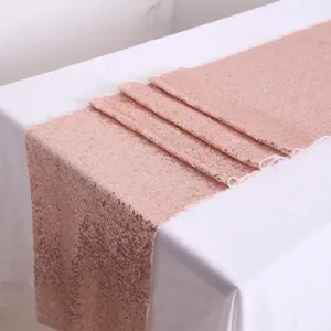 Camino de Mesa Bordado Con Lentejuelas Brillante Metálico Centelleante Cubierta de Mesa Tela Adorno Para Boda Cumpleaños Navidad Fiesta Decoración