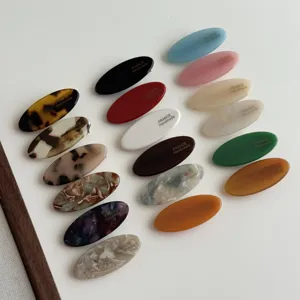 Set de pinces à cheveux ovales en acétate, épingles colorées faites à la main pour femmes.