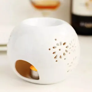 Quemador de Aromaterapia Hueco de Cerámica Blanca Portavelas de Aceite Esencial Moderno Minimalista Decoración Regalo