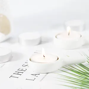 White Porcelain Candle Holder Ceramic Aromatherapy Essential Oil Burner Tea Light Tray Minimalist Home Decor