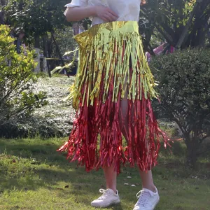 Hawaiian party tinsel skirt shiny metallic fringe hula skirt for dance dress up party costume