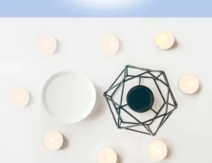 Quemador de aceites esenciales de hierro con plato de cerámica y velas para spa decoración de hogar