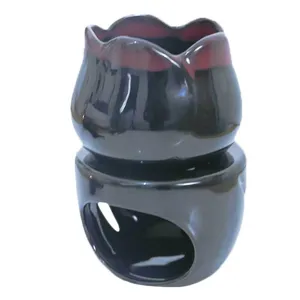 Ceramic aroma oil burner, double layer candle wax warmer for home bedroom relaxation use.