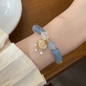 Sweet blue chalcedony bracelet for women bamboo lock rhinestone cross-border jewelry wholesale