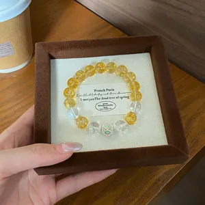 Nouveau bracelet de perles de cristal de style chinois avec perles de verre et charme de lotus