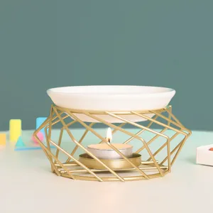 Nordisch Minimalistischer Geometrischer Eisenständer Aromatherapie Brenner Kupfer Keramik Ätherisches Öl Kerzenhalter Heimdekoration