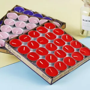 Bougies Chauffe-Plat Parfumées Sans Fumée Cire de Paraffine Petites Bougies Rondes Pour Fête d'Anniversaire Mariage Décoration Maison