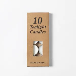 10 velas de té en caja de papel kraft, cera sin humo para decoración del hogar, bodas y fiestas.