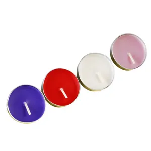 Bougies chauffe-plat parfumées colorées en tasses d'aluminium, sans fumée pour déco.